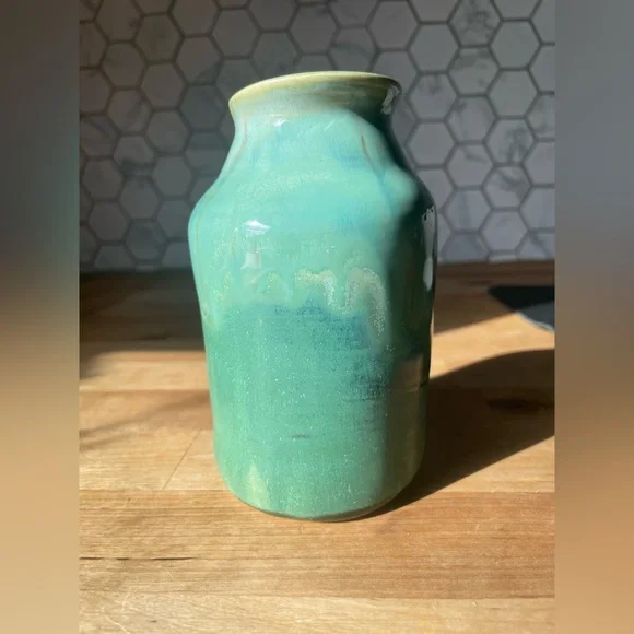 Handcrafted Green Ceramic Vase - Picture 7 of 11